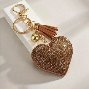 Gold Heart Keychain with Tassel